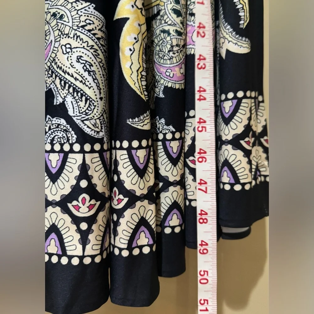 Black Midi Mixed Media Dress with Floral Print - Picture 8 of 9